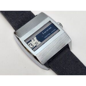 Vintage Lucerne Digital Jump Hour Men's Mechanical Wristwatch Swiss Silver Tone